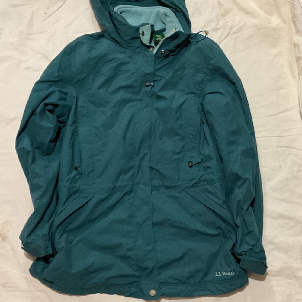 L.L. Bean Teal Hooded fleece lined ski jacket women’s size small